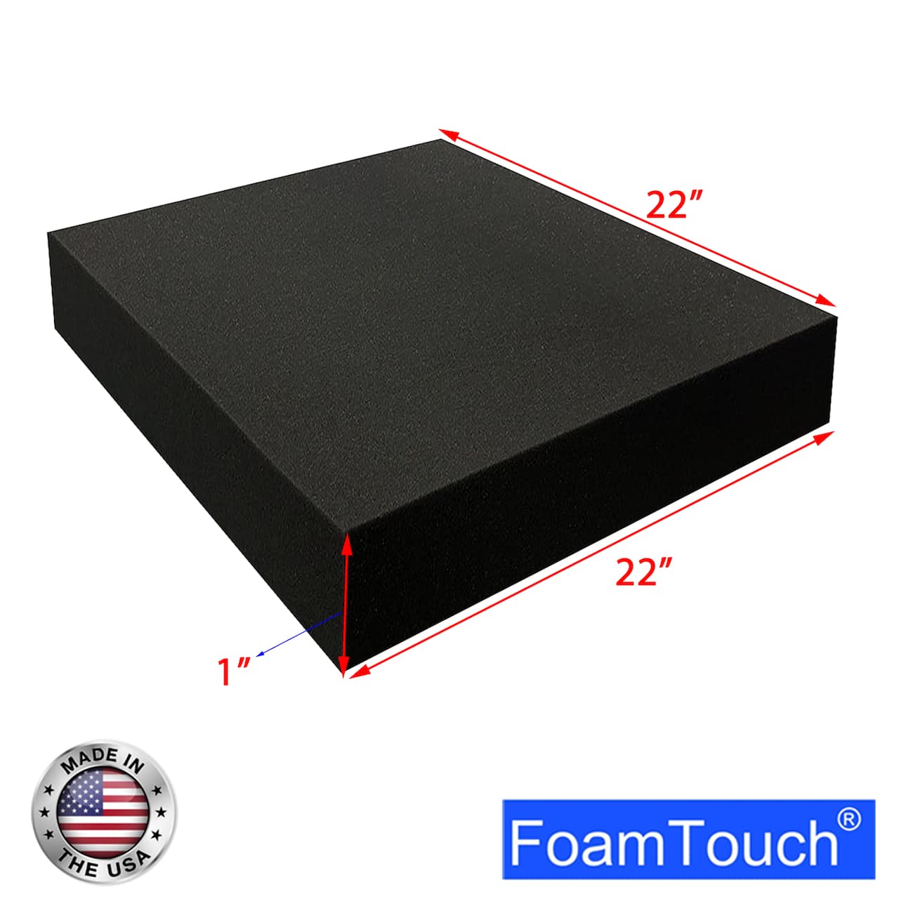 FoamTouch® 1" x 22" x 22" High Density Upholstery Foam